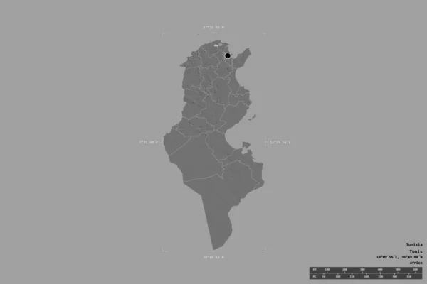 Zona Túnez Aislada Sobre Fondo Sólido Una Caja Delimitadora Georeferenciada —  Fotos de Stock