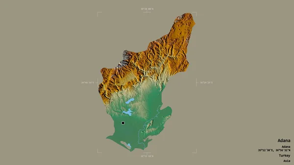 Oblast Adana Provincie Turecko Izolovaná Pevném Pozadí Georeferencované Hraniční Oblasti — Stock fotografie