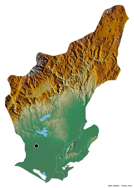 Form Adana Provinsen Tyrkiet Med Sin Hovedstad Isoleret Hvid Baggrund - Stock-foto