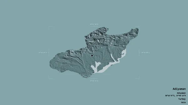 Oblast Adiyaman Provincie Turecko Izolovaná Pevném Pozadí Georeferenčním Hraničním Poli — Stock fotografie