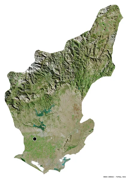 土耳其的阿达纳形状 其首都被白色背景隔离 卫星图像 3D渲染 — 图库照片