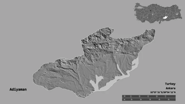 Forme Adiyaman Province Turquie Avec Capitale Isolée Sur Fond Solide — Photo