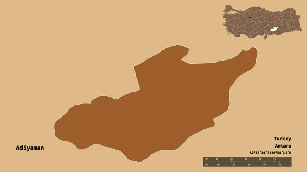 Forma Adiyaman Provincia Turquía Con Capital Aislada Sobre Fondo Sólido —  Fotos de Stock