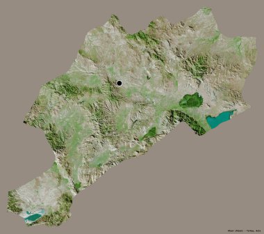 Afyon, Türkiye 'nin başkenti, katı bir renk arkaplanı ile izole edilmiştir. Uydu görüntüleri. 3B görüntüleme
