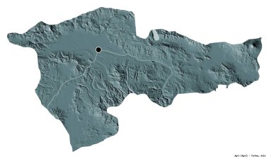 Türkiye 'nin başkenti Agri' nin beyaz arka planda izole edilmiş şekli. Renkli yükseklik haritası. 3B görüntüleme
