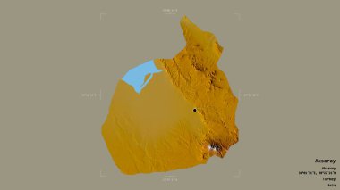 Türkiye 'nin Aksaray ilçesi, jeoreferatlı bir sınır kutusunda sağlam bir zemin üzerinde izole edilmiş durumda. Etiketler. Topografik yardım haritası. 3B görüntüleme