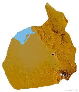 Başkenti beyaz arka planda izole edilmiş olan Aksaray 'ın şekli. Topografik yardım haritası. 3B görüntüleme
