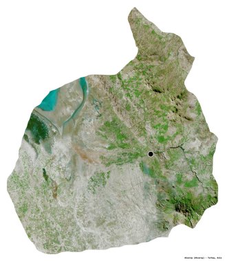 Başkenti beyaz arka planda izole edilmiş olan Aksaray 'ın şekli. Uydu görüntüleri. 3B görüntüleme