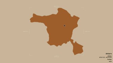 Ankara 'nın Ankara bölgesi, Türkiye' nin bir sınır kutusunda sağlam bir zemin üzerinde izole edilmiş durumda. Etiketler. Desenli dokuların bileşimi. 3B görüntüleme