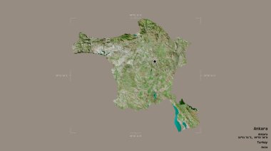 Ankara 'nın Ankara bölgesi, Türkiye' nin bir sınır kutusunda sağlam bir zemin üzerinde izole edilmiş durumda. Etiketler. Uydu görüntüleri. 3B görüntüleme
