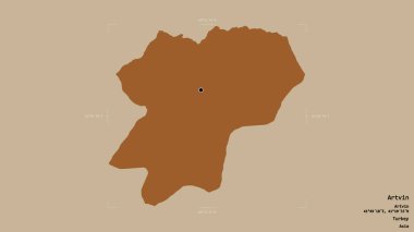 Türkiye 'nin Artvin ilçesi bir sınır kutusunda sağlam bir zemin üzerinde izole edilmiş durumda. Etiketler. Desenli dokuların bileşimi. 3B görüntüleme