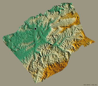 Türkiye 'nin Bartn ilinin şekli, başkenti katı renk arkaplanı ile izole edilmiş. Topografik yardım haritası. 3B görüntüleme