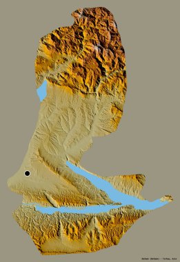 Türkiye 'nin Batman eyaleti, başkenti katı bir renk arkaplanı ile izole edilmiştir. Topografik yardım haritası. 3B görüntüleme