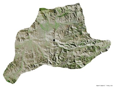 Türkiye 'nin Bayburt ilçesinin başkenti beyaz arka planda izole edilmiştir. Uydu görüntüleri. 3B görüntüleme