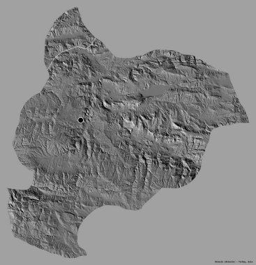 Türkiye 'nin Bilecik ilçesinin başkenti, koyu renk arka planda izole edilmiştir. Çift seviyeli yükseklik haritası. 3B görüntüleme