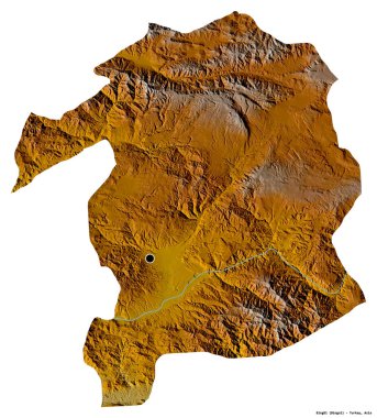 Başkenti beyaz arka planda izole edilmiş olan Bingöl 'ün şekli. Topografik yardım haritası. 3B görüntüleme