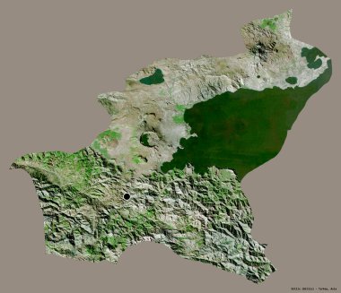 Türkiye 'nin Bitlis ilinin başkenti, katı bir renk arkaplanı ile izole edilmiştir. Uydu görüntüleri. 3B görüntüleme