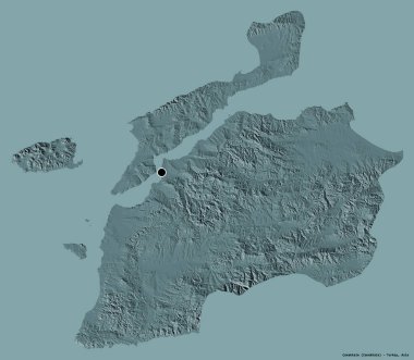 Türkiye 'nin Çanakkale ilçesi, başkenti katı bir renk zeminine sahip. Renkli yükseklik haritası. 3B görüntüleme