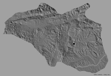 Türkiye 'nin Cankiri ilinin başkenti, koyu renk arka planda izole edilmiş. Çift seviyeli yükseklik haritası. 3B görüntüleme