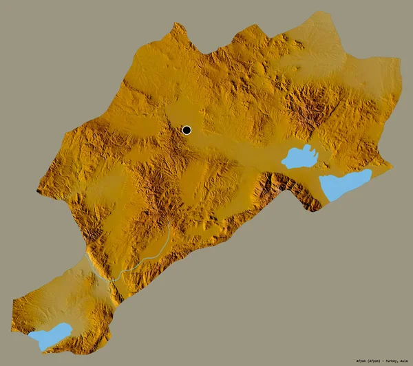 Forma Afyon Província Turquia Com Sua Capital Isolada Fundo Cor — Fotografia de Stock