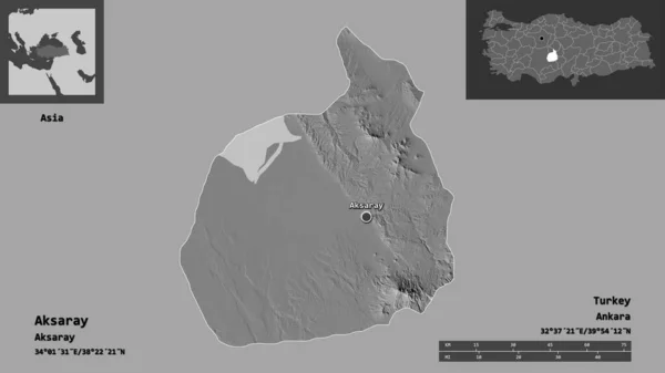 Forma Aksaray Provincia Turquía Capital Escala Distancia Vistas Previas Etiquetas — Foto de Stock