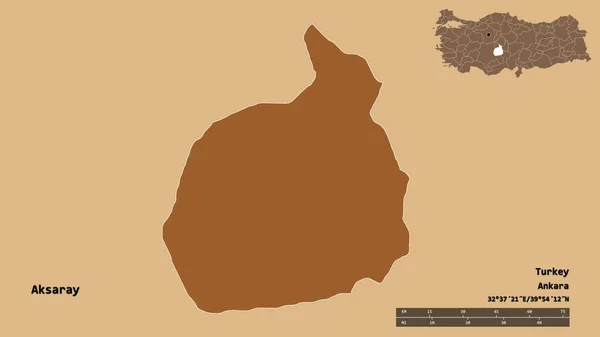 Forma Aksaray Provincia Turquía Con Capital Aislada Sobre Fondo Sólido —  Fotos de Stock
