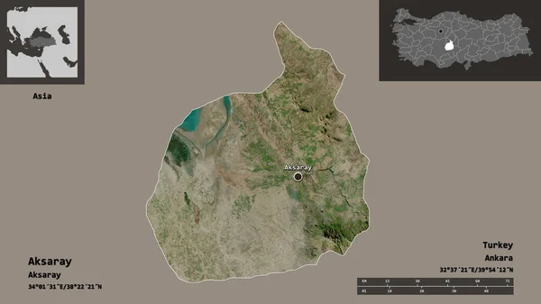 Forma Aksaray Província Turquia Sua Capital Escala Distância Previews Rótulos — Fotografia de Stock
