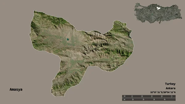 Gestalt Von Amasya Provinz Der Türkei Mit Seiner Hauptstadt Isoliert — Stockfoto