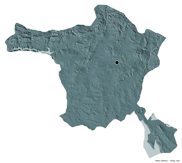 터키의 앙카라 형상과 수도는 배경에 고립되어 지형도 렌더링 — 스톡 사진