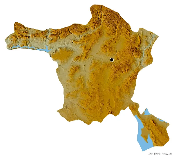 Форма Анкари Провінція Туреччина Столицею Ізольованою Білому Тлі Карта Рельєфу — стокове фото