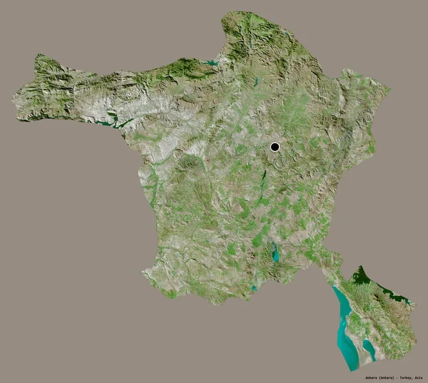 安卡拉的形状 土耳其的省 其首都孤立在一个坚实的色彩背景 卫星图像 3D渲染 — 图库照片