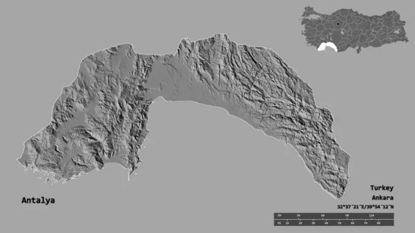 Gestalt Von Antalya Provinz Der Türkei Mit Seiner Hauptstadt Isoliert — Stockfoto