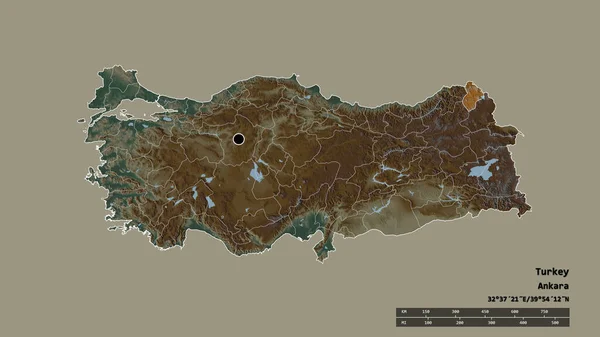 Forma Desnaturalizada Turquía Con Capital División Regional Principal Zona Separada — Foto de Stock