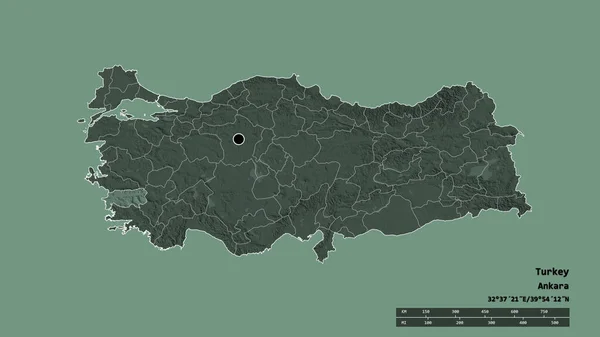Başkenti Ana Bölgesel Bölünmesi Ayrılmış Aydın Bölgesiyle Türkiye Nin Dejenere — Stok fotoğraf