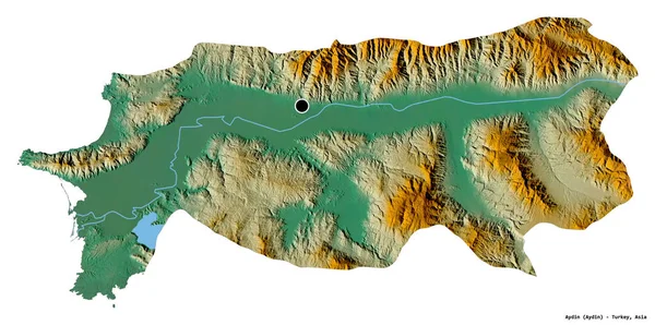 Form Von Aydin Provinz Der Türkei Mit Seiner Hauptstadt Isoliert — Stockfoto