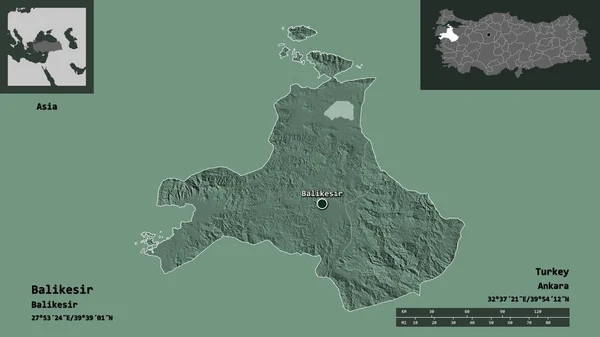 Форма Баликесира Провинции Турции Столицы Шкала Расстояний Предварительные Просмотры Метки — стоковое фото