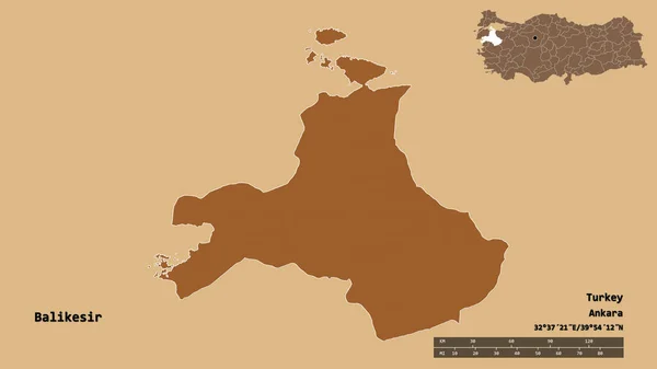 Форма Баликесира Провинция Турции Столицей Изолированной Прочном Фоне Дистанционный Масштаб — стоковое фото