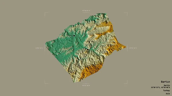 土耳其Bartn地区 在一个地理参考方块中 背景坚实 与世隔绝 地形浮雕图 3D渲染 — 图库照片