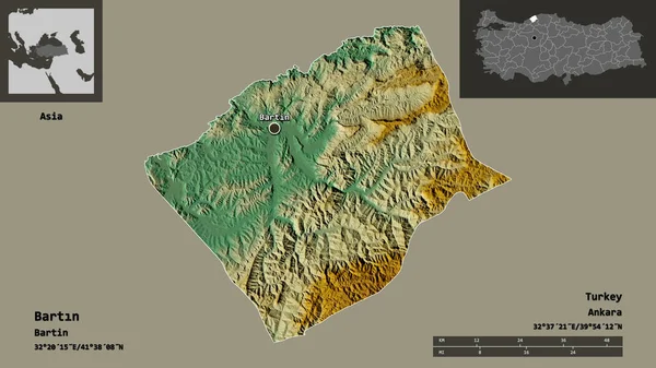 Gestalt Von Bartn Provinz Der Türkei Und Ihrer Hauptstadt Entfernungsskala — Stockfoto
