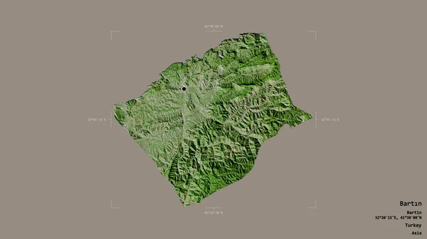 土耳其Bartn地区 在一个地理参考方块中 背景坚实 与世隔绝 卫星图像 3D渲染 — 图库照片