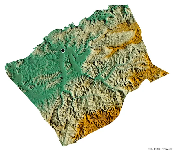 Form Bartn Provinsen Turkiet Med Huvudstaden Isolerad Vit Bakgrund Topografisk — Stockfoto