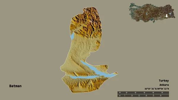 Forma Batman Provincia Turquía Con Capital Aislada Sobre Fondo Sólido —  Fotos de Stock