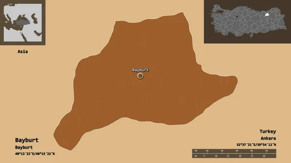 Forma Bayburt Provincia Turquía Capital Escala Distancia Vistas Previas Etiquetas —  Fotos de Stock