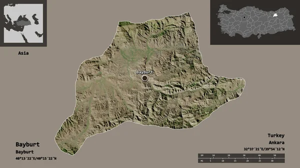 バイエルン州 トルコの州とその首都の形状 距離スケール プレビューおよびラベル 衛星画像 3Dレンダリング — ストック写真