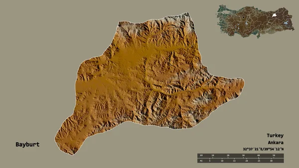 Forma Bayburt Provincia Turquía Con Capital Aislada Sobre Fondo Sólido —  Fotos de Stock