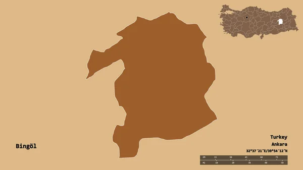 Forma Bingol Provincia Turquía Con Capital Aislada Sobre Fondo Sólido —  Fotos de Stock