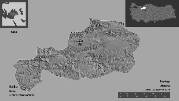 Forma Bolu Provincia Turquía Capital Escala Distancia Vistas Previas Etiquetas — Foto de Stock