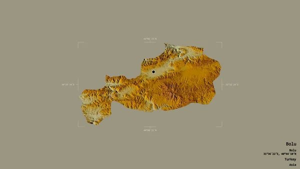 Obszar Bolu Prowincja Turcji Odizolowany Solidnym Tle Georeferencyjnym Polu Granicznym — Zdjęcie stockowe