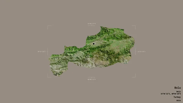 トルコの州ボルーの地域は 洗練された境界ボックス内のしっかりとした背景に隔離されています ラベル 衛星画像 3Dレンダリング — ストック写真