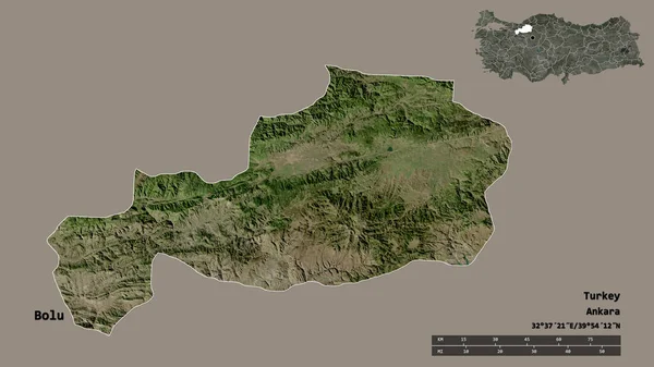 Forma Bolu Provincia Turchia Con Sua Capitale Isolata Uno Sfondo — Foto Stock